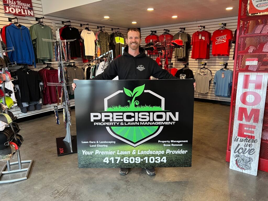 Custom Max Metal Business Signsfor Precision Lawn Care of Joplin, MO