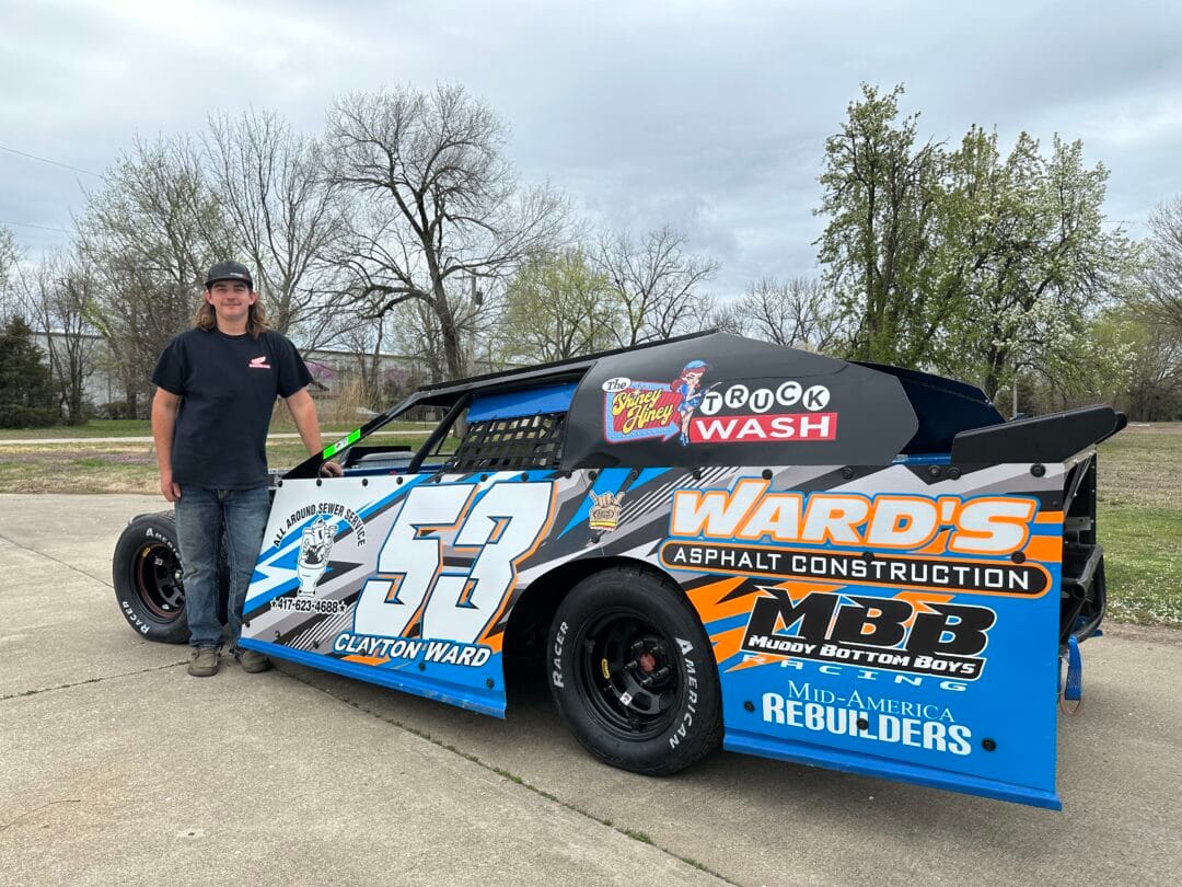 Pictured here is Clayton Ward’s race car, fully wrapped.
