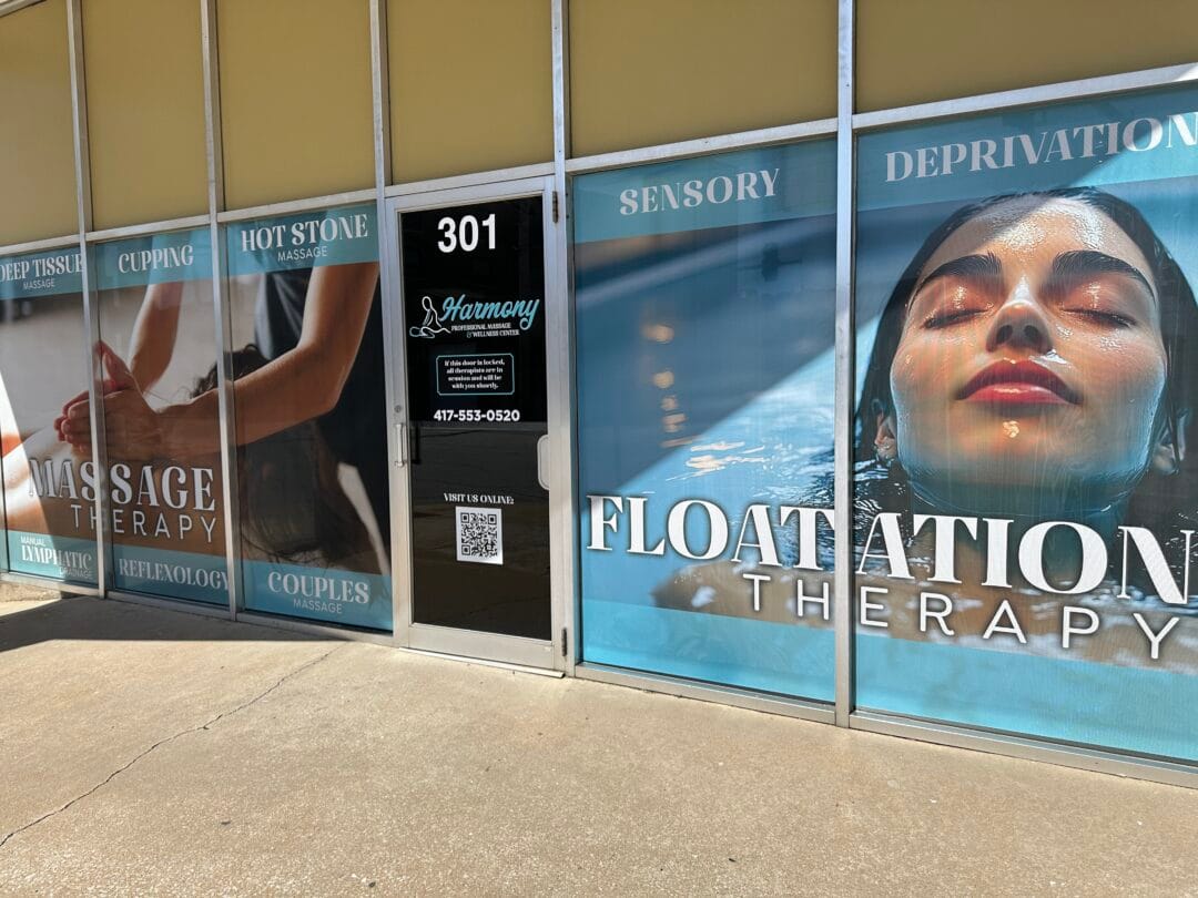 Pictured here is a professional window graphics install for a local Joplin Based business